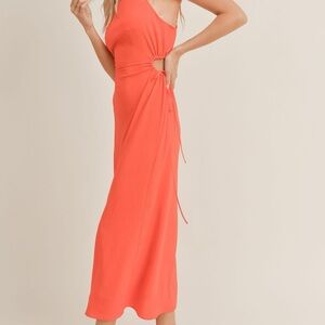 Sadie & Sage Vibrant Orange One-Shoulder Dress